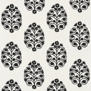 Talitha Embroidery Blackwork 72090 by Schumacher Designer Fabric