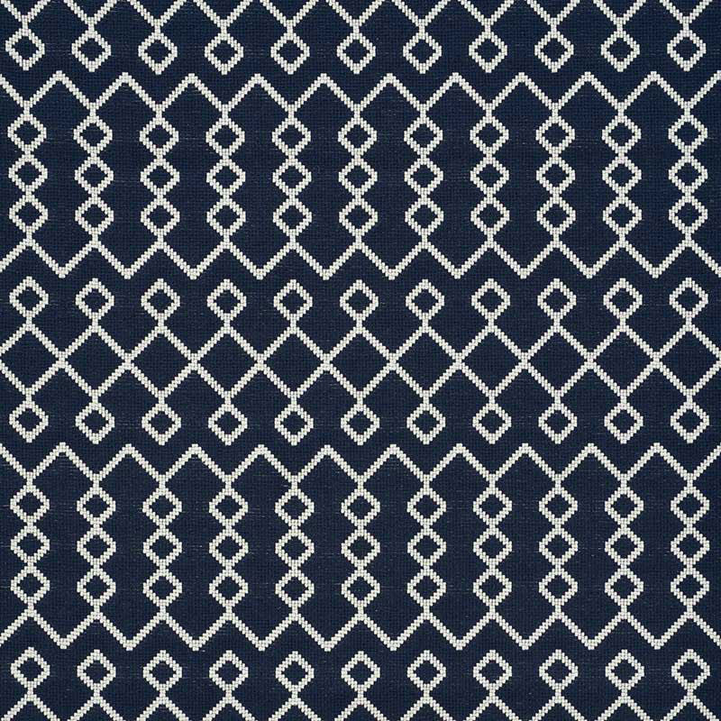 Bricolette Navy 72110 by Schumacher Designer Fabric ESSENTIALS: MID-SCALE UPHOLSTERY COTTON 78% POLYESTER 19% UNITED STATES OF AMERICA WYZENBEEK 30,000 </p><p>Repeat: Horizontal: 1 3/4" (4CM) and Vertical: 9 1/2" (24CM) 54.5 - Swanky Fabrics -