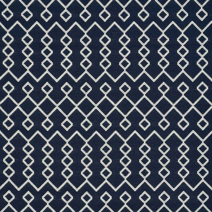 Bricolette Navy 72110 by Schumacher Designer Fabric ESSENTIALS: MID-SCALE UPHOLSTERY COTTON 78% POLYESTER 19% UNITED STATES OF AMERICA WYZENBEEK 30,000 </p><p>Repeat: Horizontal: 1 3/4" (4CM) and Vertical: 9 1/2" (24CM) 54.5 - Swanky Fabrics -