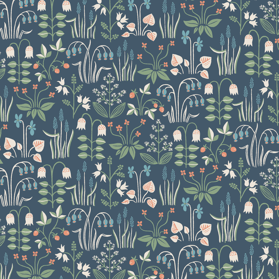 Strawberry Field Navy 7215 by Schumacher Designer Wallcovering