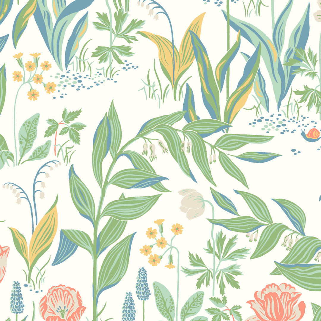 Spring Garden Ivory Multi 7218 by Schumacher Designer Wallcovering