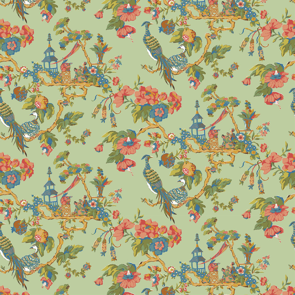 7224-15 Oriental Sage by Bassett Mcnab Designer Fabric BASSETT MCNAB PRINTS 63%COT 37%LIN USA </p><p>Repeat: 25.25 54 in - Swanky Fabrics -