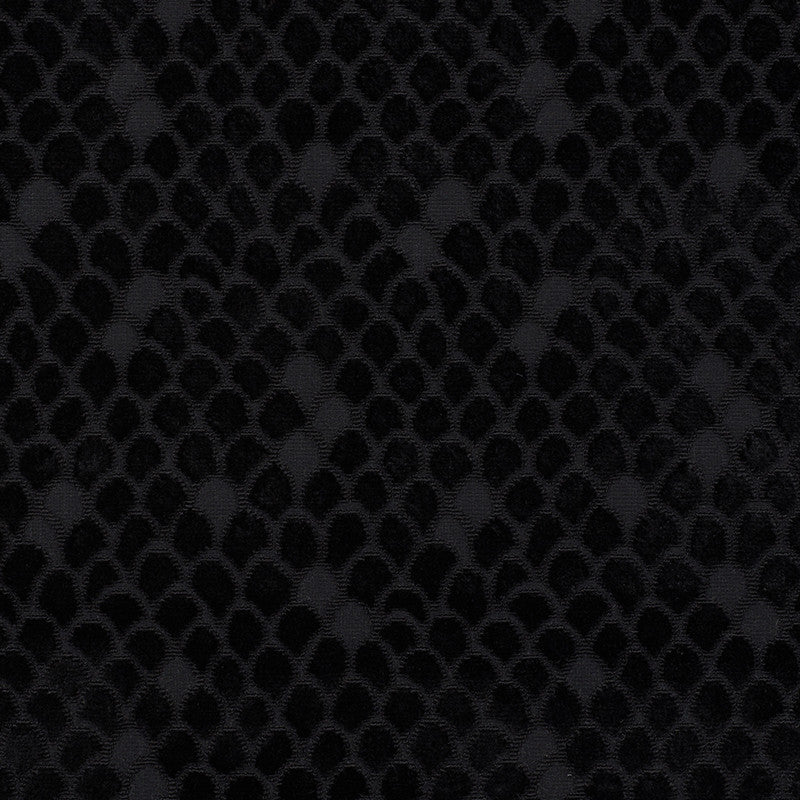 Esther Velvet Onyx 72773 by Schumacher Designer Fabric Cut-Patterned-Velvets 80% Viscose, 17% Cotton, 3% Polyester Martindale 35,000 Horizontal: 13.5 and Vertical: 11 54 - Swanky Fabrics -