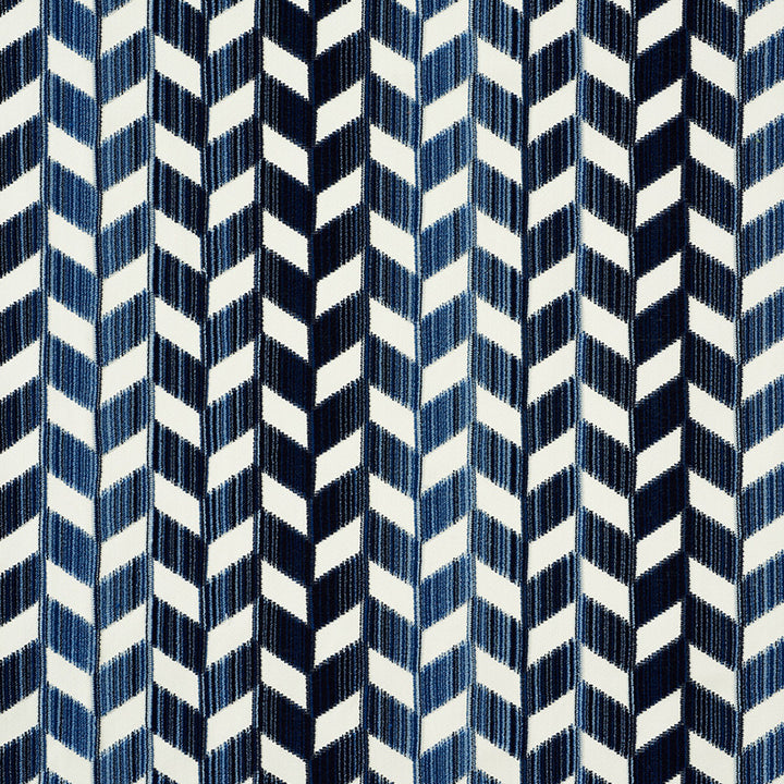 Chevron Strie Velvet Lapis 72811 by Schumacher Designer Fabric Cut-Patterned-Velvets 55% Polyester, 45% Cotton Martindale 60,000 Horizontal: 26.5 and Vertical: 2.25 53.5 - Swanky Fabrics -