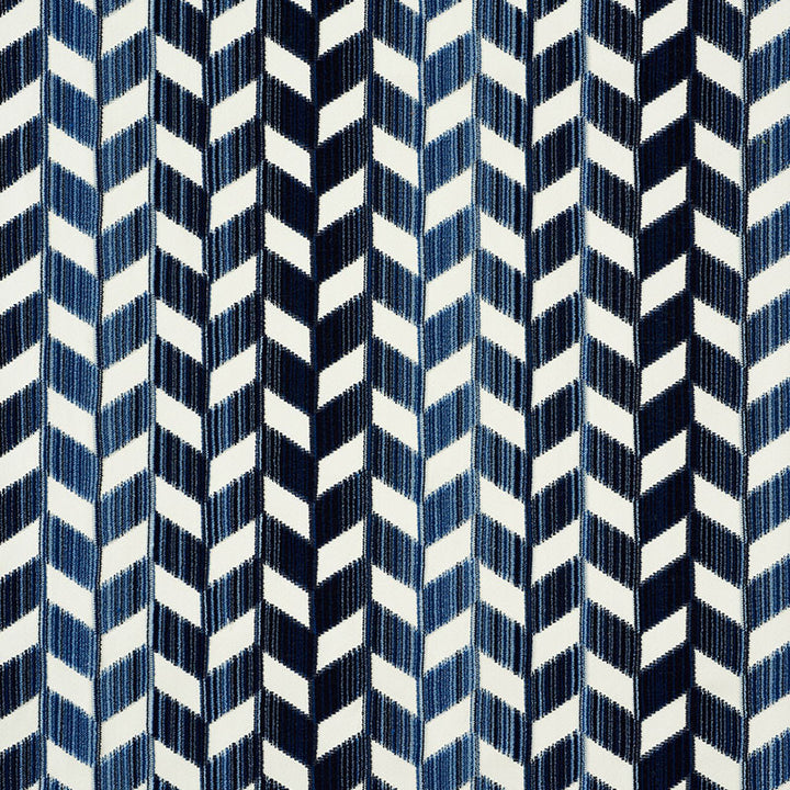 Chevron Strie Velvet Lapis 72811 by Schumacher Designer Fabric CUT & PATTERNED VELVETS POLYESTER 55% COTTON 45% INDIA MARTINDALE 60,000 </p><p>Repeat: Horizontal: 26 1/2" (67CM) and Vertical: 2 1/4" (6CM) 53.5 - Swanky Fabrics -