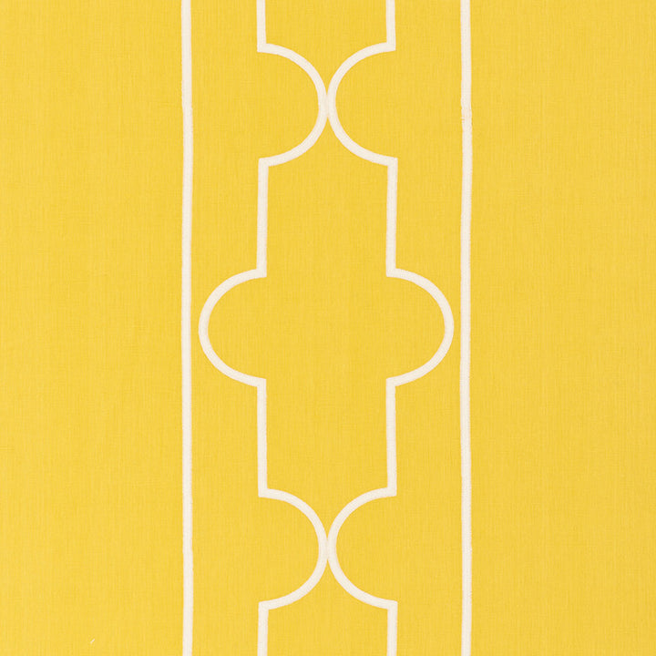 Limitless Lattice Yellow 73072 by Schumacher Designer Fabric Orient-Express 48% Cotton, 39% Linen, 13% Polyester Martindale 39,000 Horizontal: 30 and Vertical: 15.25 57.5 - Swanky Fabrics -