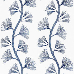 Ginkgo Embroidery Marine 73081 by Schumacher Designer Fabric