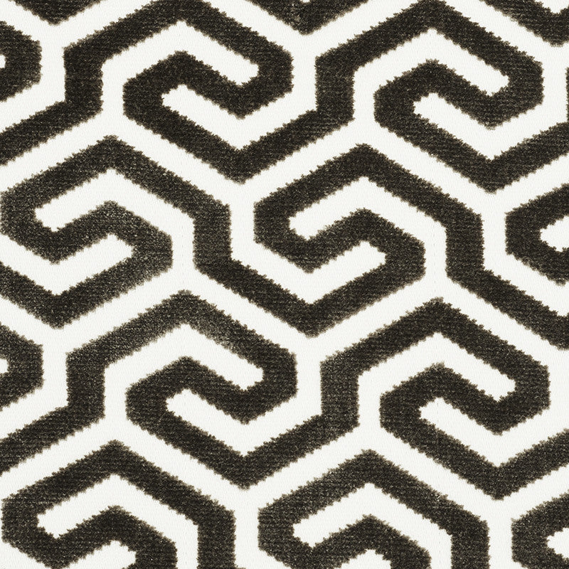 Ming Fret Velvet Taupe 73101 by Schumacher Designer Fabric Cut-Patterned-Velvets 54% Cotton, 46% Viscose Wyzenbeek 50,000 Horizontal: 3.75 and Vertical: 3.125 50 - Swanky Fabrics -