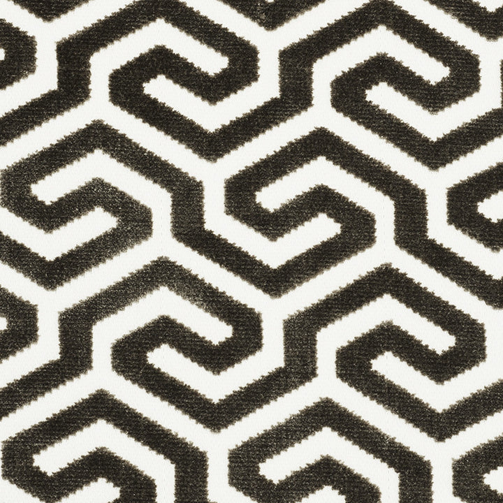 Ming Fret Velvet Taupe 73101 by Schumacher Designer Fabric Cut-Patterned-Velvets 54% Cotton, 46% Viscose Wyzenbeek 50,000 Horizontal: 3.75 and Vertical: 3.125 50 - Swanky Fabrics -