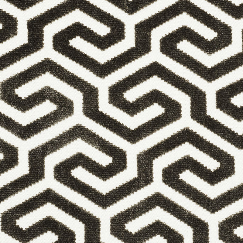 Ming Fret Velvet Taupe 73101 by Schumacher Designer Fabric CUT & PATTERNED VELVETS COTTON 54% VISCOSE 46% UNITED STATES OF AMERICA WYZENBEEK 50,000 </p><p>Repeat: Horizontal: 3 3/4" (10CM) and Vertical: 3 1/8" (8CM) 50 - Swanky Fabrics -