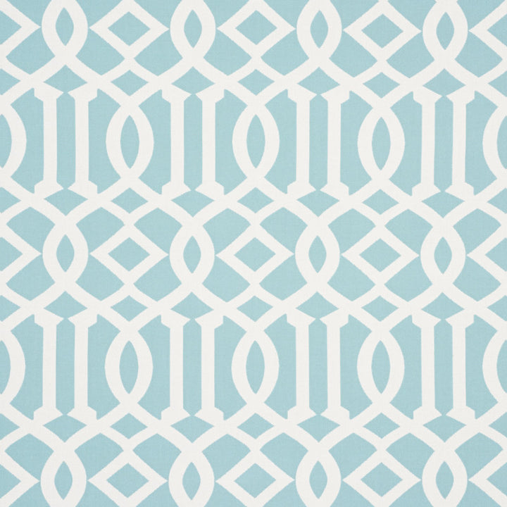 Imperial Trellis Indoor/Outdoor Aqua 73161 by Schumacher Designer Fabric Indooroutdoor-Ii-Prints-Wovens 100% Polyester Wyzenbeek 30,000 Horizontal: 7 and Vertical: 12.25 54.75 - Swanky Fabrics -