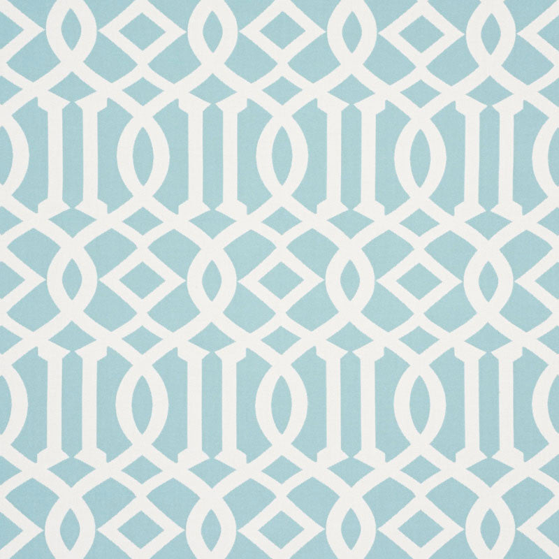 Imperial Trellis Indoor/Outdoor Aqua 73161 by Schumacher Fabric Schumacher Fabric Imperial Trellis Indoor/Outdoor Aqua 73161Fabric POLYESTER 100% UNITED STATES OF AMERICA </p><p>Repeat: H: HORZ. 7" (18CM) , V: VERT. 12 1/4" (31CM) 54.75 - Fabric Carolina -