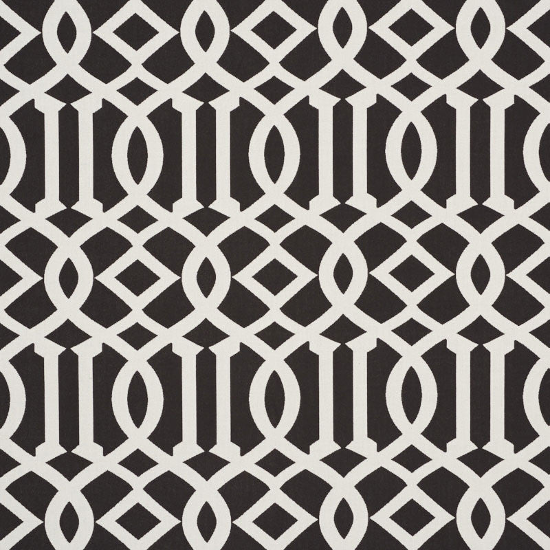 Imperial Trellis Indoor/Outdoor Black 73162 by Schumacher Designer Fabric INDOOR/OUTDOOR II: PRINTS & WOVENS See Sample UNITED STATES OF AMERICA HEAVY DUTY </p><p>Repeat: Horizontal: 7" (18CM) and Vertical: 12 1/4" (31CM) 54 3/4" (139CM) - Swanky Fabrics -