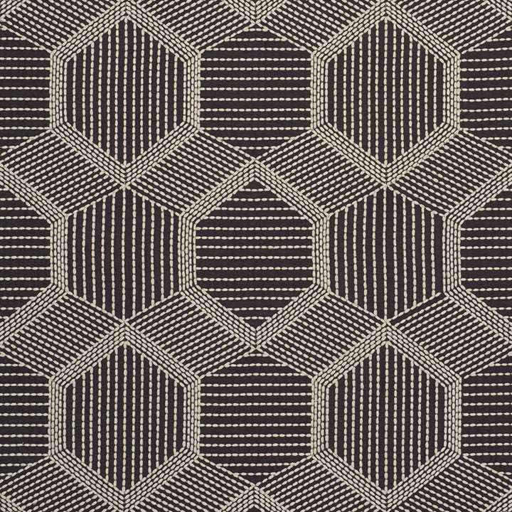 Tortuga Embroidery Black 73202 by Schumacher Designer Fabric Au-Naturel 60% Polyester, 40% Viscose - Horizontal: 12.25 and Vertical: 14.75 49.5 - Swanky Fabrics -