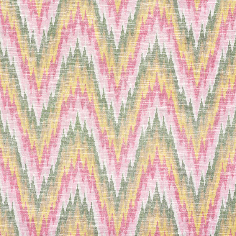 Ibiza Flamestitch Spring 73461 by Schumacher Designer Fabric HAPPY TOGETHER COTTON 100% INDIA </p><p>Repeat: Horizontal: 8 3/4" (22CM) and Vertical: 8" (20CM) 53 - Swanky Fabrics -