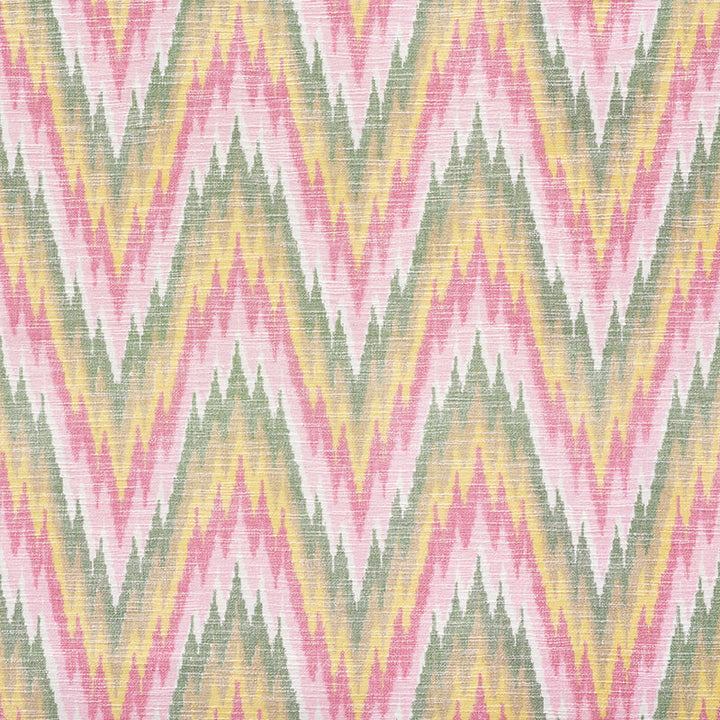 Ibiza Flamestitch Spring 73461 by Schumacher Designer Fabric HAPPY TOGETHER COTTON 100% INDIA </p><p>Repeat: Horizontal: 8 3/4" (22CM) and Vertical: 8" (20CM) 53 - Swanky Fabrics -