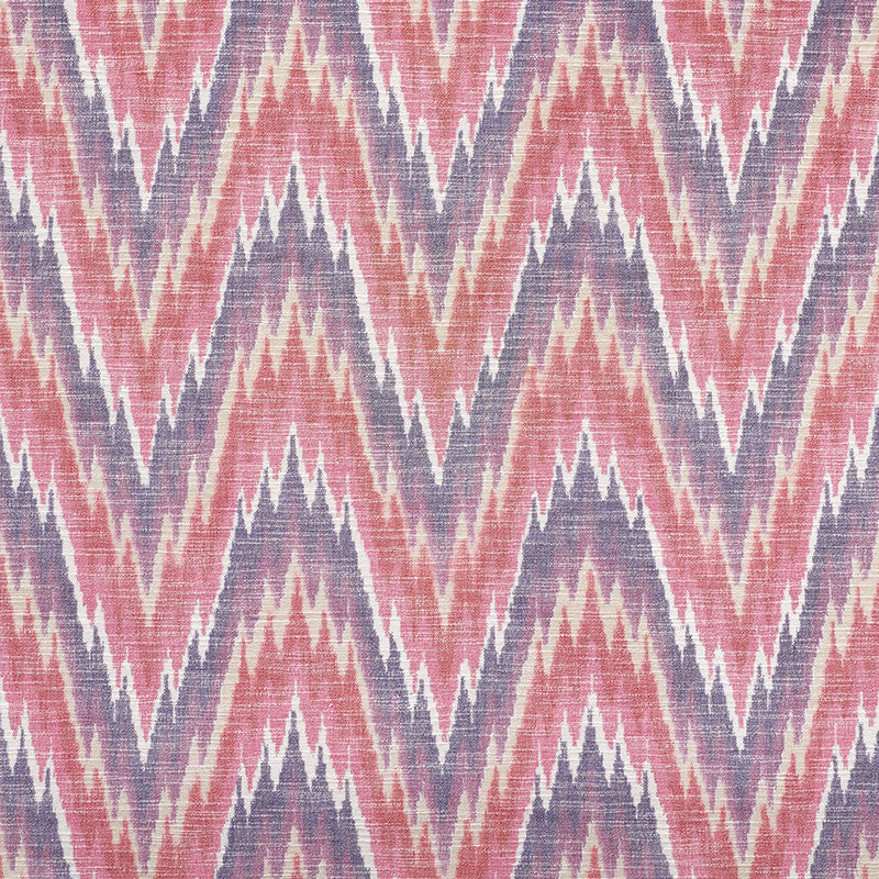 Ibiza Flamestitch Berry 73462 by Schumacher Designer Fabric HAPPY TOGETHER See Sample INDIA - </p><p>Repeat: Horizontal: 8 3/4" (22CM) and Vertical: 8" (20CM) 53" (135CM) - Swanky Fabrics -