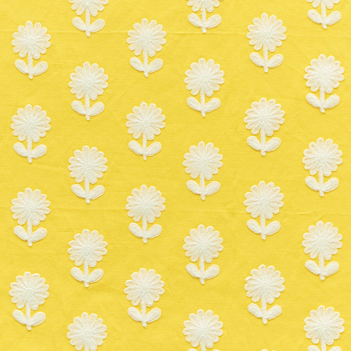 Paley Embroidery Yellow 73480 by Schumacher Designer Fabric HAPPY TOGETHER See Sample INDIA - </p><p>Repeat: Horizontal: 2" (5CM) and Vertical: 3 3/4" (10CM) 54" (137CM) - Swanky Fabrics -