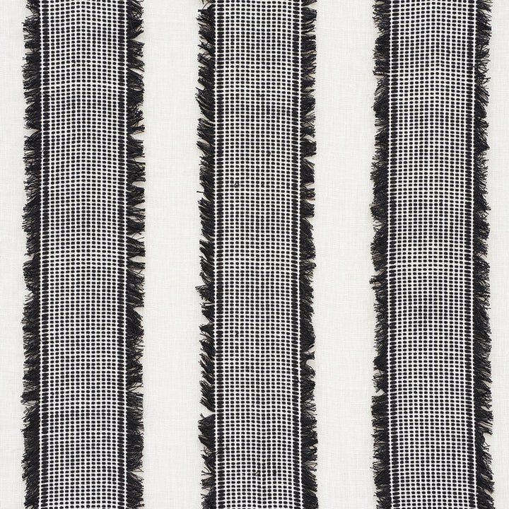 Tulum Black 73591 by Schumacher Designer Fabric Happy-Together 70% Linen, 30% Cotton - Horizontal: 8.25 and Vertical: - 49.5 - Swanky Fabrics -
