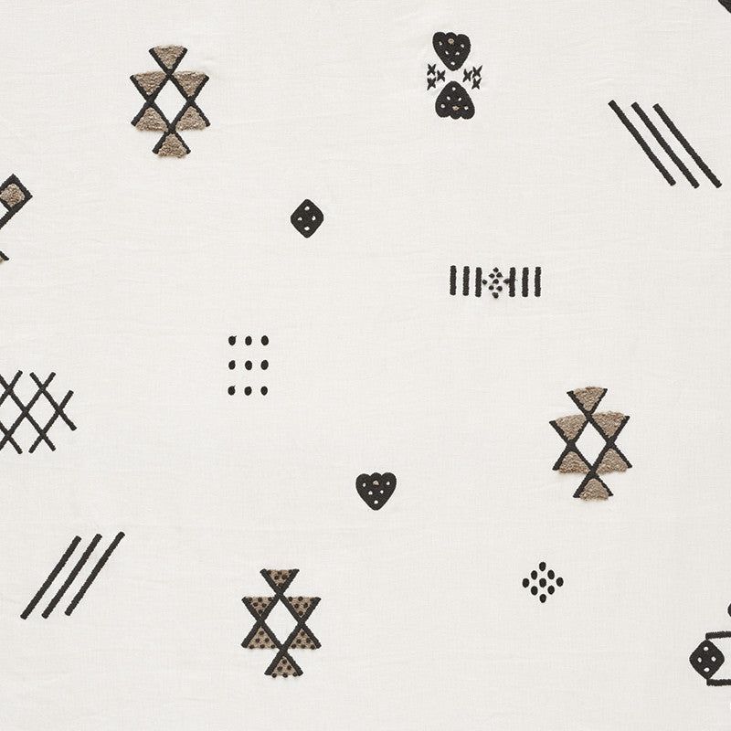Samsun Embroidery Carbon 73670 by Schumacher Designer Fabric Au-Naturel 85% Linen, 12% Polyester, 3% Acrylic - Horizontal: 53 and Vertical: 29.75 54 - Swanky Fabrics -