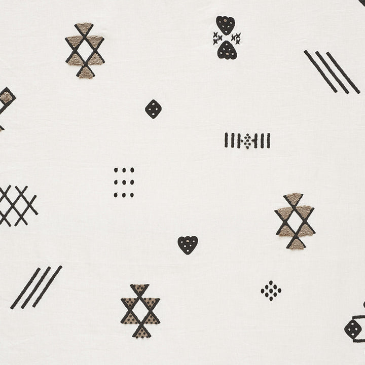 Samsun Embroidery Carbon 73670 by Schumacher Designer Fabric Au-Naturel 85% Linen, 12% Polyester, 3% Acrylic - Horizontal: 53 and Vertical: 29.75 54 - Swanky Fabrics -