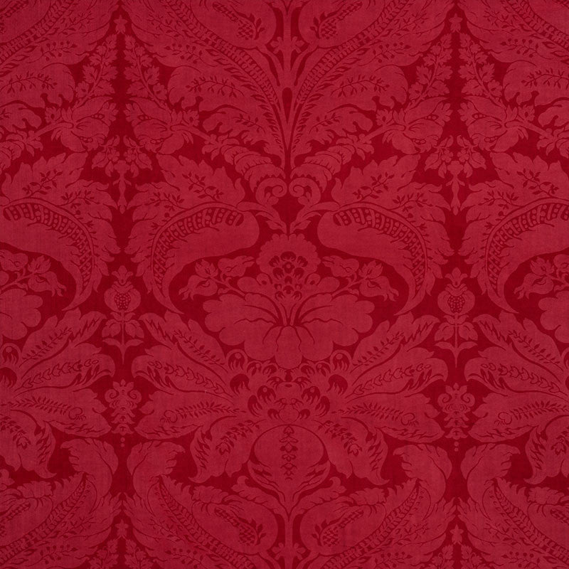 Cordwain Velvet Red 73952 by Schumacher Designer Fabric CUT & PATTERNED VELVETS See Sample ITALY - </p><p>Repeat: Horizontal: 27" (69CM) and Vertical: 42" (107CM) 56 1/4" (143CM) - Swanky Fabrics -
