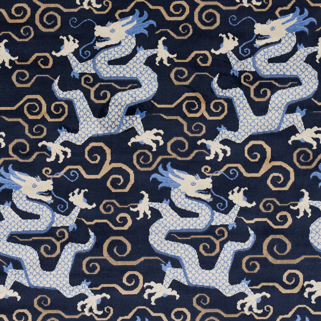 Bixi Velvet Midnight Blue 73976 by Schumacher Designer Fabric