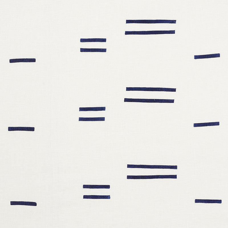 Oaxaca Navy On White 74010 by Schumacher Designer Fabric Caroline-Z-Hurley 100% Linen - Horizontal: 18 and Vertical: 18 54 - Swanky Fabrics -