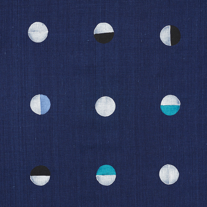 Joshua Tree Indigo Moons 74050 by Schumacher Designer Fabric Caroline-Z-Hurley 100% Linen - Horizontal: 19 and Vertical: - 54 - Swanky Fabrics -