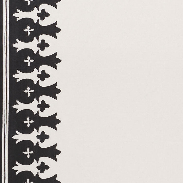 Bergama Carbon & Ivory 74181 by Schumacher Designer Fabric OTTOMAN CHIC LINEN 50% COTTON 45% INDIA MARTINDALE 15,000 </p><p>Repeat: Horizontal: 52 3/4" (134CM) and Vertical: 5" (13CM) 52.75 - Swanky Fabrics -