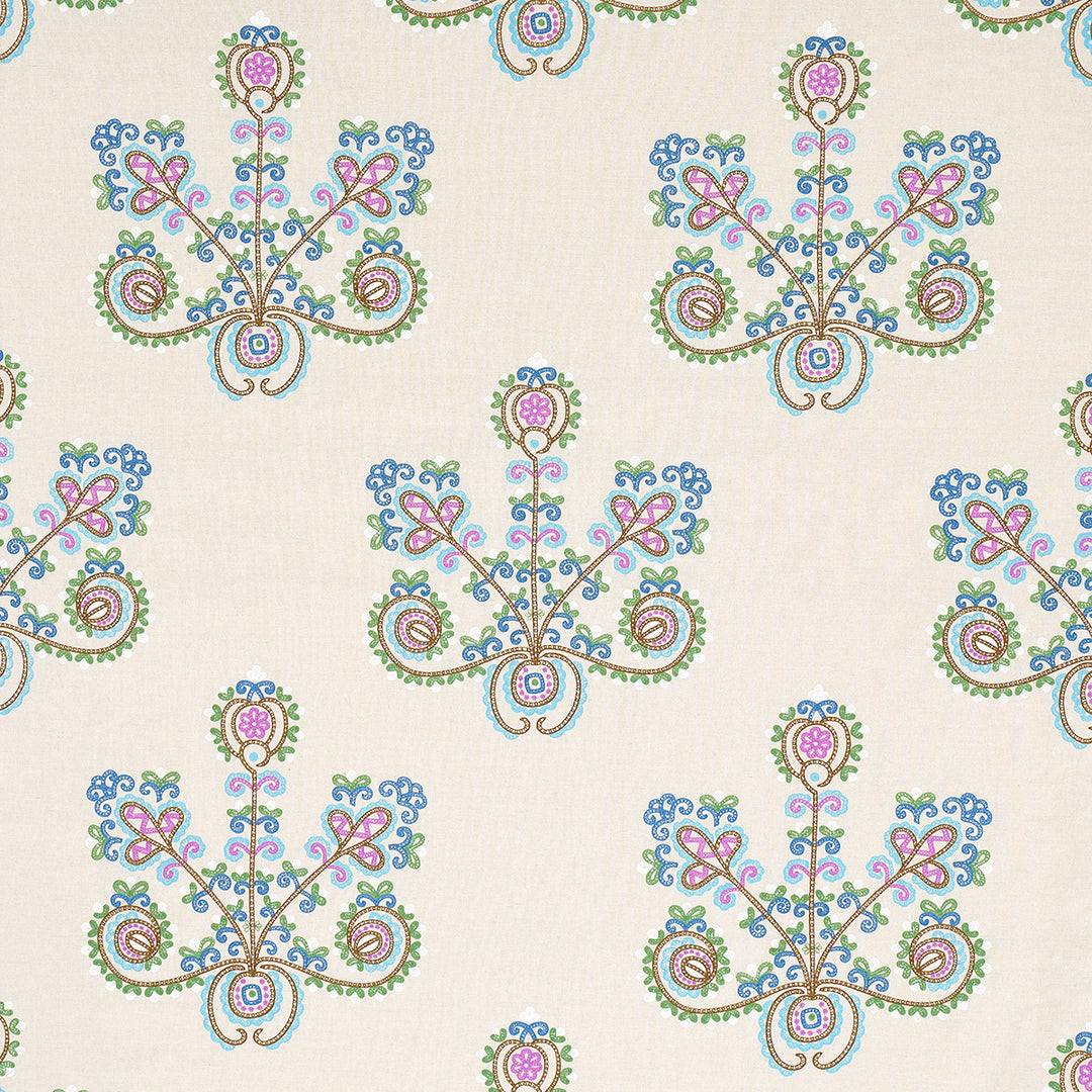 Estrella Embroidery Jewel 74453 by Schumacher Designer Fabric