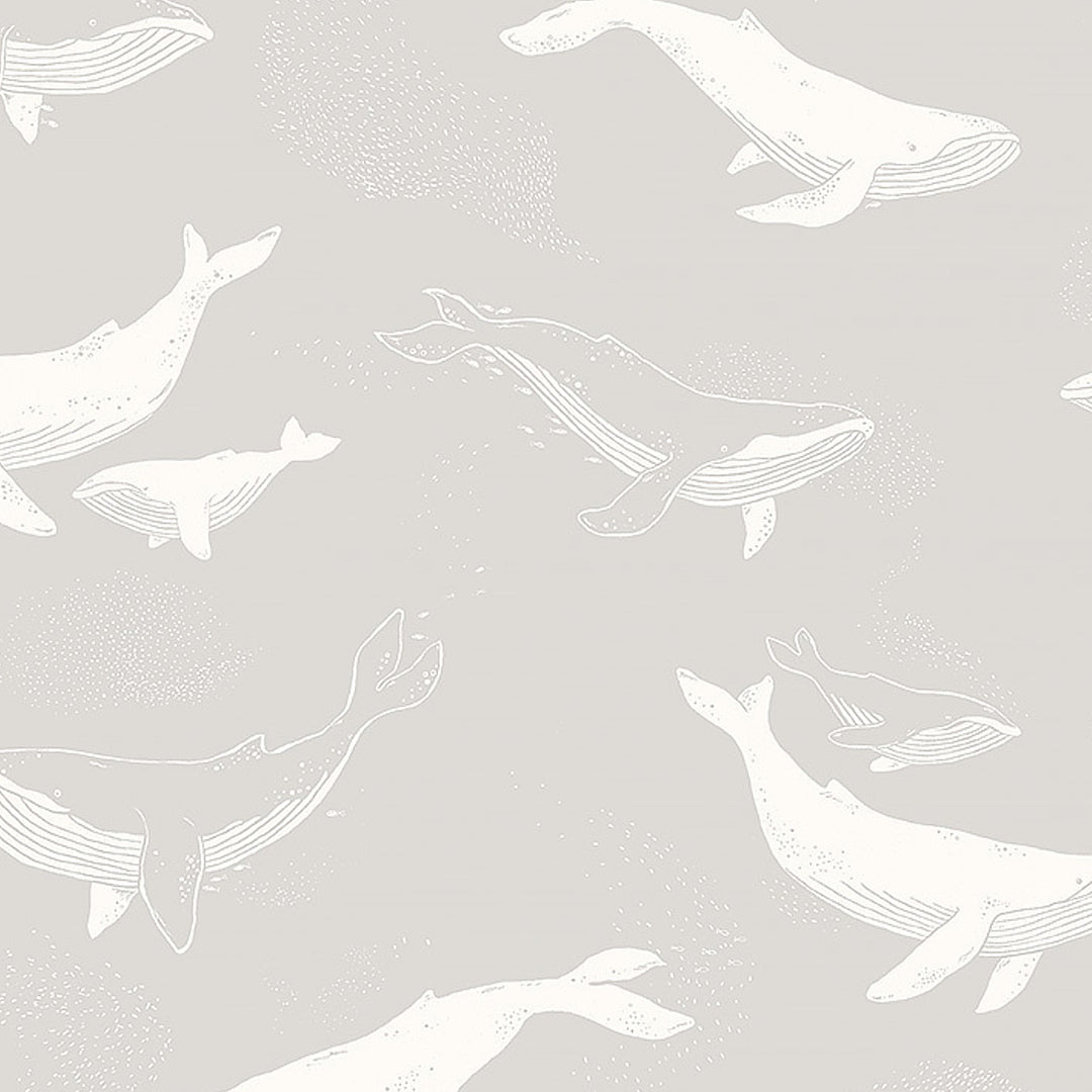 Whales Grey 7452 by Schumacher Designer Wallcovering