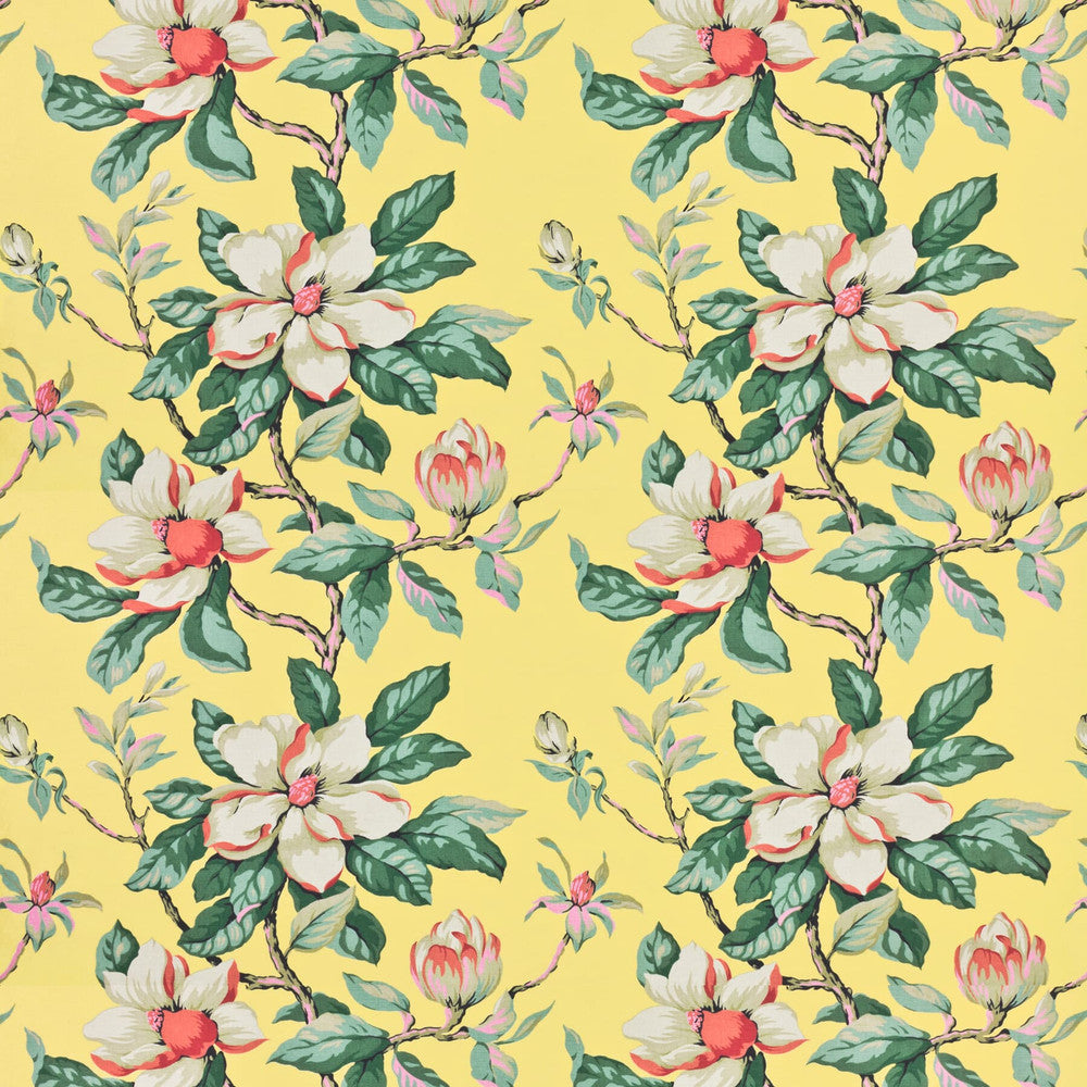 7460-9 Magnolia Grandiflora by Bassett Mcnab Designer Fabric BASSETT MCNAB PRINTS 65%LIN 26%COT 9%NYL ENGLAND Horizontal: 27 and Vertical: 25.25 54 in - Swanky Fabrics -