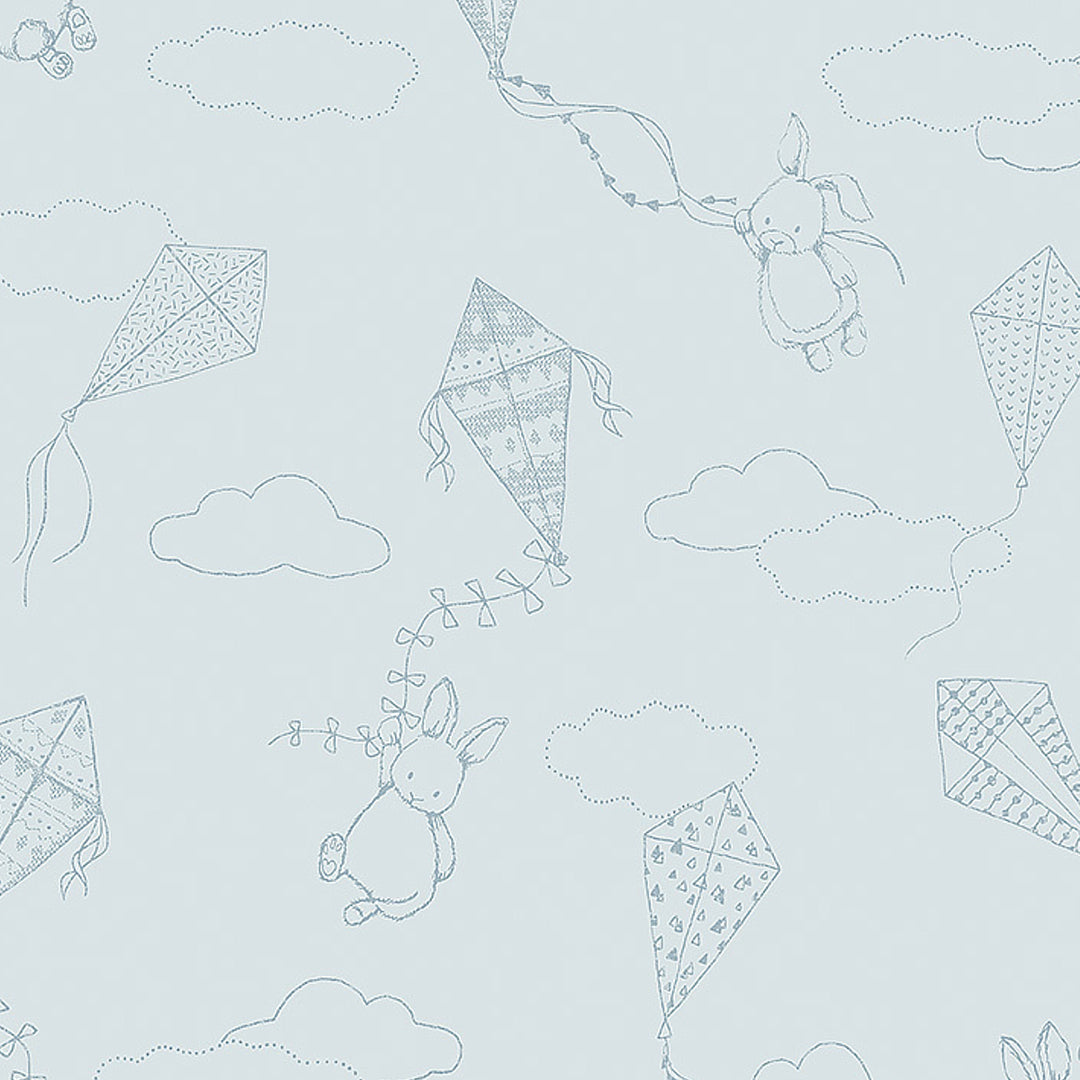 Up & Away Sky And Silver 7461 by Schumacher Designer Wallcovering