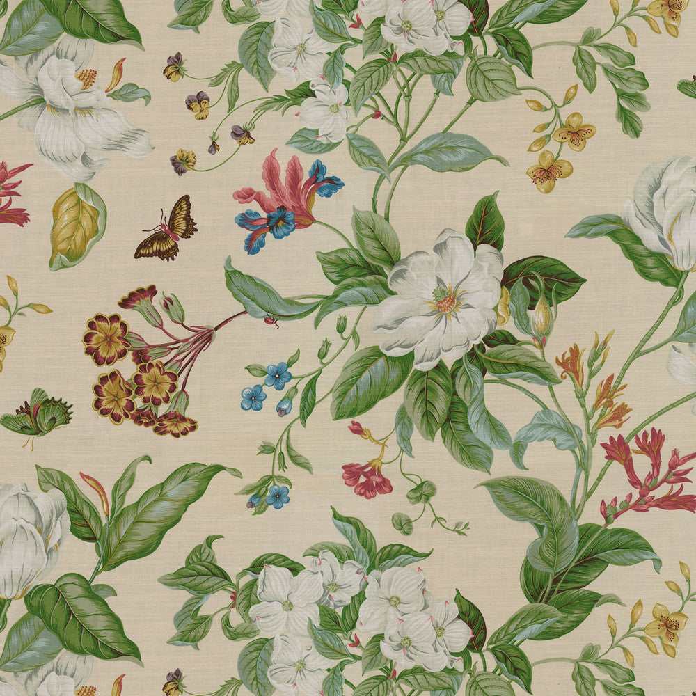 Garden Images Creme 750671 by Williamsburg Designer Fabric - 100% Cotton PERU 51000 Horizontal: 27 and Vertical: 25.25 54 - Swanky Fabrics -