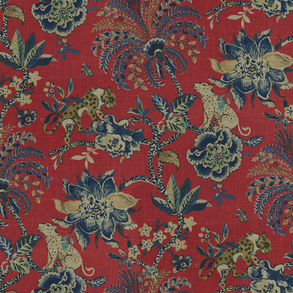 Braganza Poppy 750680 by Williamsburg Designer Fabric - 55% Linen 45% Cotton CHINA 27000 Horizontal: 13.5 and Vertical: 25.25 54 - Swanky Fabrics -