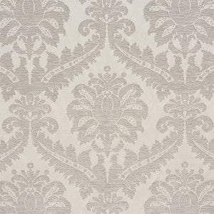 Crawford Damask Platinum 75150 by Schumacher Designer Fabric