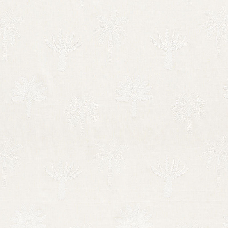 Palmetto Beach Embroidery Ivory 75302 by Schumacher Designer Fabric Nautilus 66% Linen, 27% Polyester, 7% Viscose - Horizontal: 12.75 and Vertical: 15.25 51.5 - Swanky Fabrics -