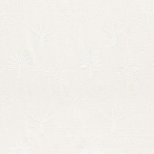 Palmetto Beach Embroidery Ivory 75302 by Schumacher Designer Fabric
