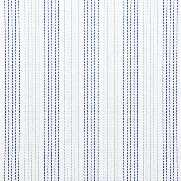 Running Stitch Blues 75320 by Schumacher Designer Fabric NAUTILUS COTTON 100% INDIA </p><p>Repeat: Horizontal: 6 1/4" (16CM) and Vertical: 1/2" (1CM) 55 - Swanky Fabrics -