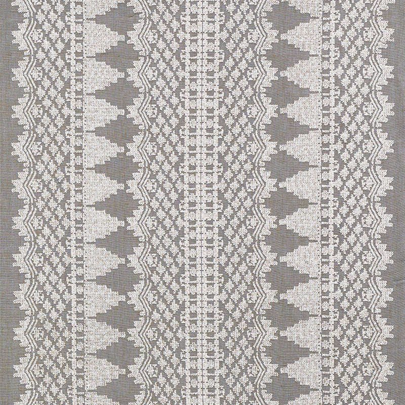 Wentworth Embroidery Haze 75471 by Schumacher Designer Fabric New-Traditional 50% Linen, 50% Cotton - Horizontal: 26 and Vertical: 2.25 55 - Swanky Fabrics -