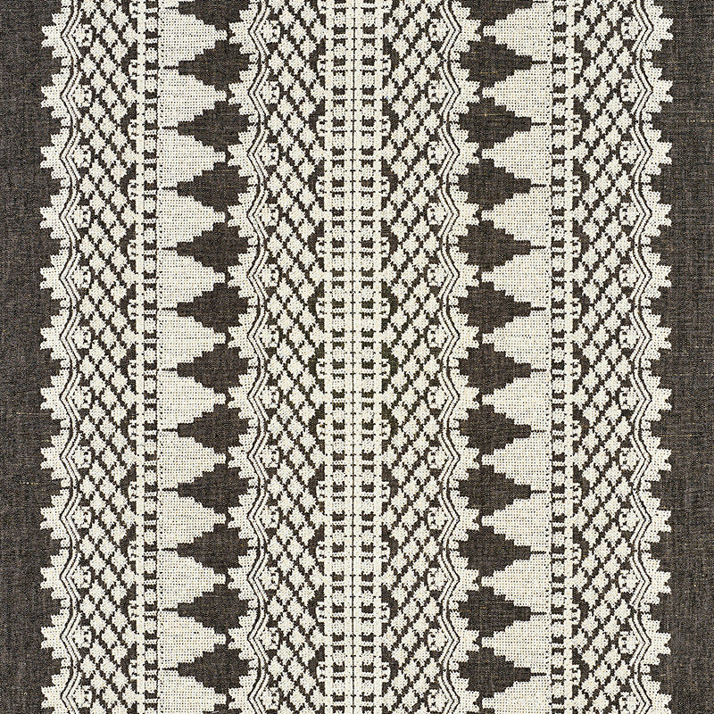Wentworth Embroidery Carbon 75474 by Schumacher Fabric Schumacher Fabric Wentworth Embroidery Carbon 75474Fabric LINEN 50% INDIA </p><p>Repeat: H: HORZ. 25 5/8" (65CM) , V: VERT. 2 1/8" (5CM) 55 - Fabric Carolina -