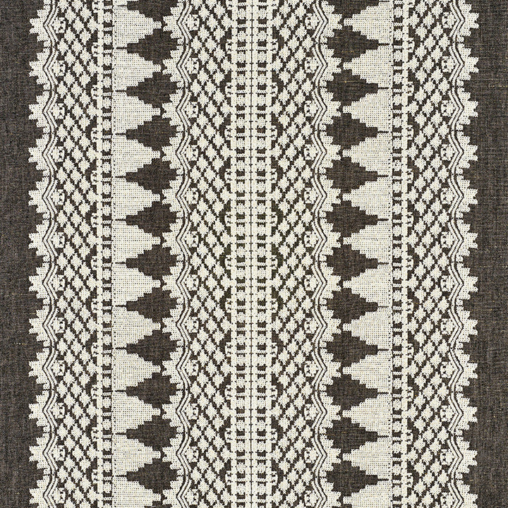 Wentworth Embroidery Carbon 75474 by Schumacher Fabric Schumacher Fabric Wentworth Embroidery Carbon 75474Fabric LINEN 50% INDIA </p><p>Repeat: H: HORZ. 25 5/8" (65CM) , V: VERT. 2 1/8" (5CM) 55 - Fabric Carolina -