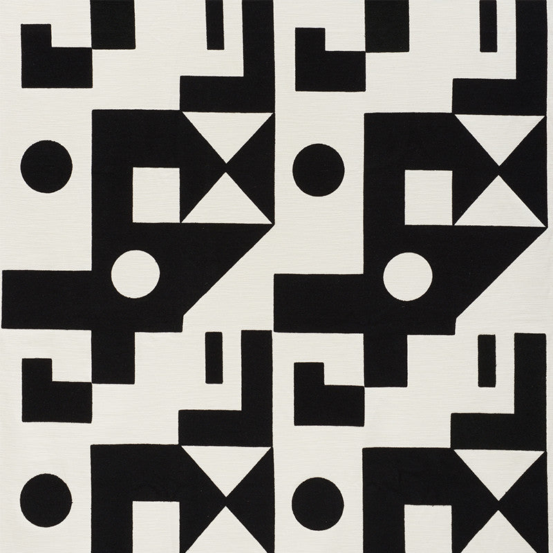 Binary Embroidery Black 75690 by Schumacher Designer Fabric PORTER TELEO See Sample INDIA - </p><p>Repeat: Horizontal: 25" (64CM) and Vertical: 30 1/2" (77CM) 50" (127CM) - Swanky Fabrics -