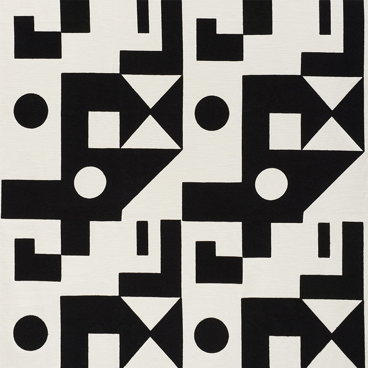 Binary Embroidery Black 75690 by Schumacher Designer Fabric PORTER TELEO See Sample INDIA - </p><p>Repeat: Horizontal: 25" (64CM) and Vertical: 30 1/2" (77CM) 50" (127CM) - Swanky Fabrics -