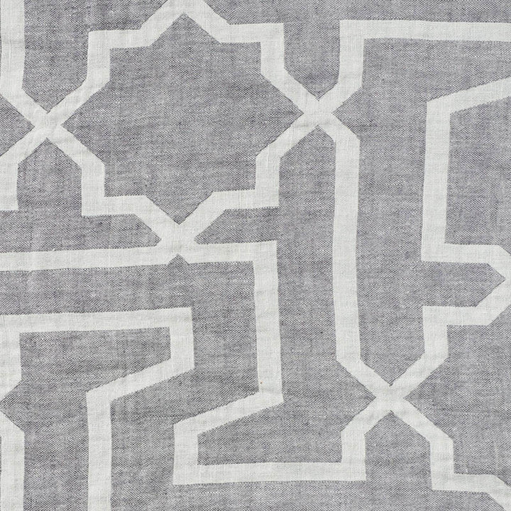 Arabesque Maze Sheer Grey 75870 by Schumacher Designer Fabric Patterned-Sheers-Casements 100% Linen - Horizontal: 14.875 and Vertical: 17.75 116.5 - Swanky Fabrics -