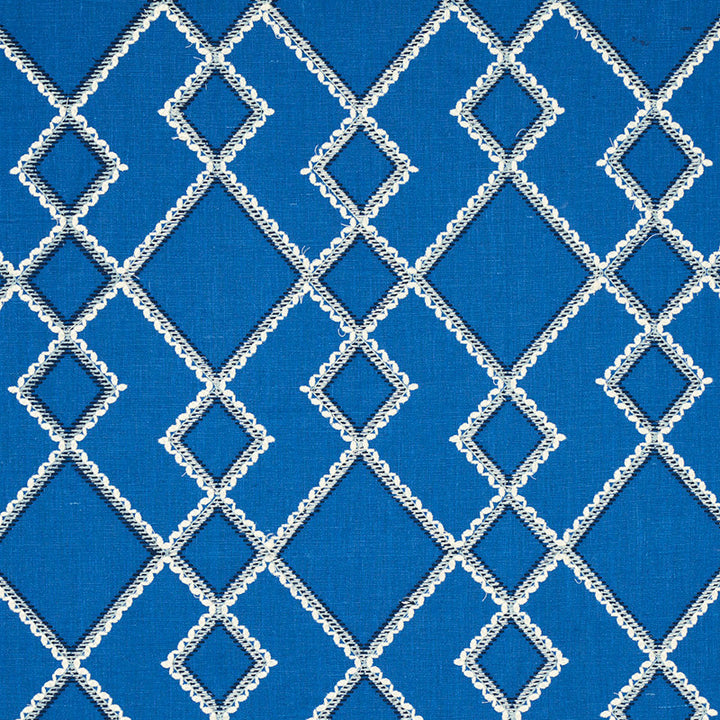 Branson Embroidery Blue 75891 by Schumacher Designer Fabric HAPPY TOGETHER II LINEN 62% POLYESTER 38% INDIA </p><p>Repeat: Horizontal: 8 1/8" (21CM) and Vertical: 15" (38CM) 55 - Swanky Fabrics -