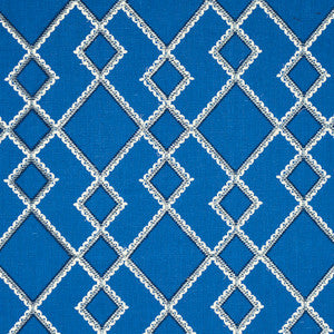 Branson Embroidery Blue 75891 by Schumacher Designer Fabric