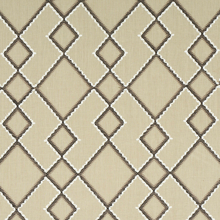 Branson Embroidery Taupe 75892 by Schumacher Designer Fabric HAPPY TOGETHER II LINEN 62% POLYESTER 38% INDIA </p><p>Repeat: Horizontal: 8 1/8" (21CM) and Vertical: 15" (38CM) 55 - Swanky Fabrics -