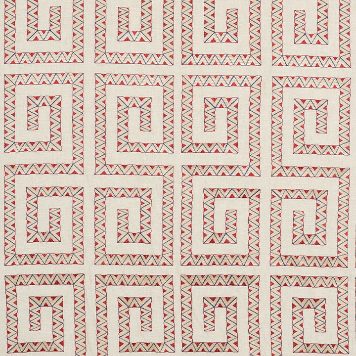 Prado Embroidery Red 76072 by Schumacher Fabric Schumacher Fabric Prado Embroidery Red 76072Fabric LINEN 85% INDIA </p><p>Repeat: H: HORZ. 12" (30CM) , V: VERT. 14 1/2" (37CM) 52 - Fabric Carolina -